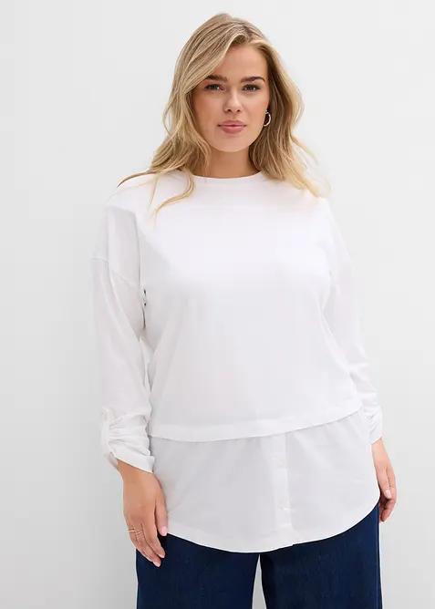 Maglia con inserto effetto camicia, bonprix