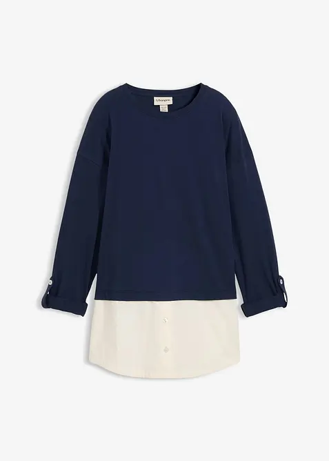 Maglia con inserto effetto camicia, bonprix