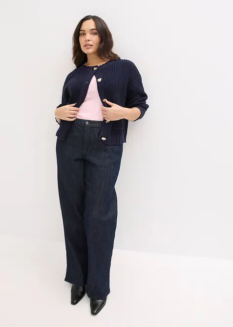 Cardigan a maglia grossa con bottoni martellati, bonprix