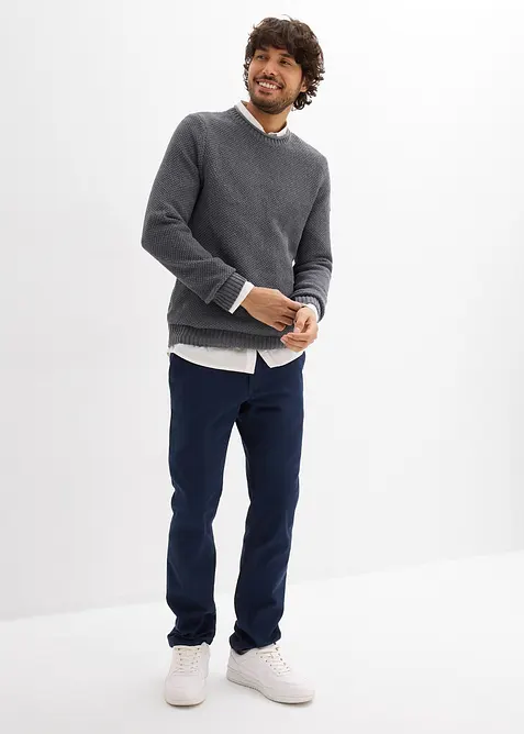 Pantaloni chino elasticizzati con vita elastica e cintura regular fit, straight, bonprix