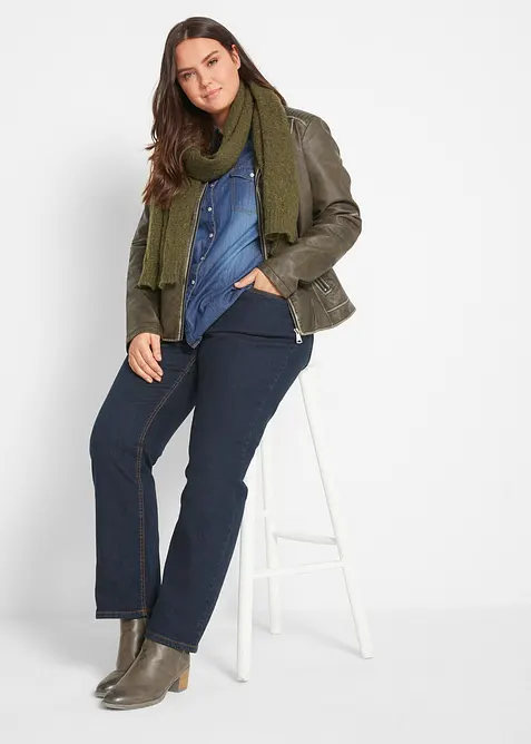 Jeans straight elasticizzati, vita media, bonprix