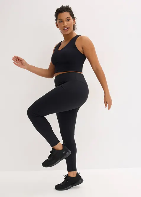 Leggings sportivi modellanti in tessuto sostenuto dalla mano simile al cotone, bonprix