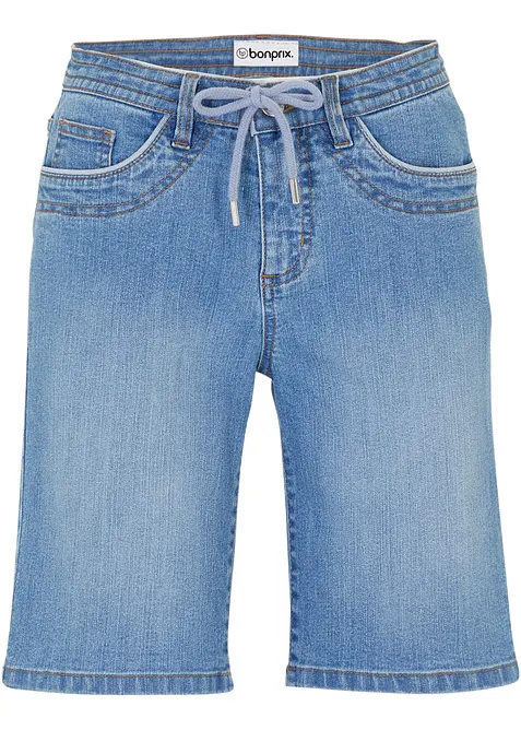 Bermuda in jeans slim fit con vita media, bonprix