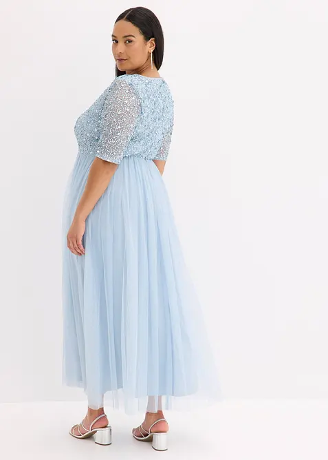 Abito da sera in tulle delicato con ricamo e paillettes, bonprix
