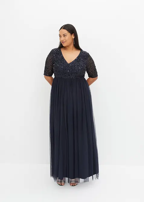 Abito da sera in tulle delicato con ricamo e paillettes, bonprix