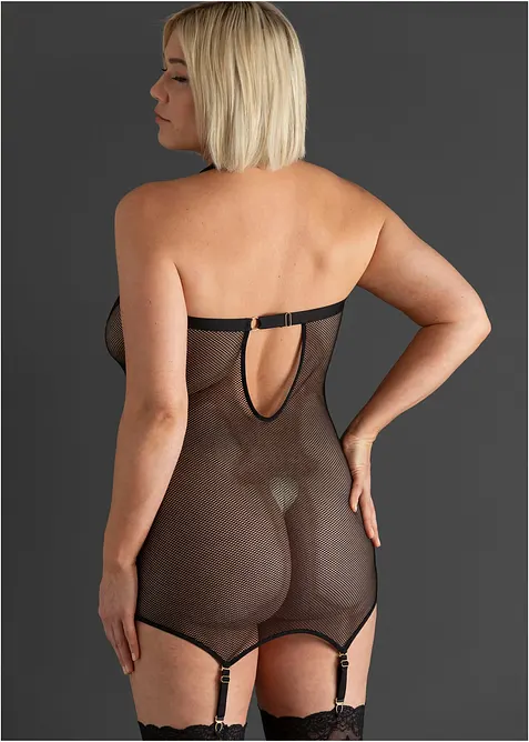 Mini abito con reggicalze e zip, bonprix