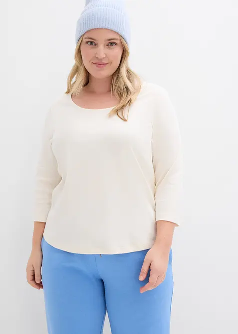 Maglia con maniche a 3/4 in jersey pesante di puro cotone biologico, bonprix