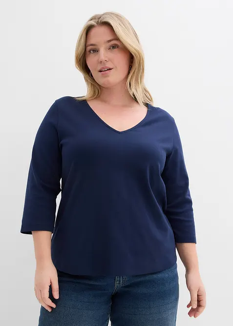 Maglia con maniche a 3/4 in jersey pesante di puro cotone biologico, bonprix