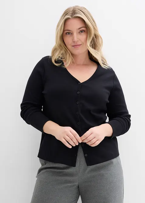 Cardigan in jersey pesante di puro cotone biologico, bonprix