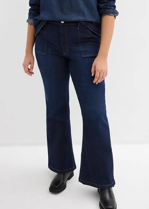 Jeans a zampa con cotone biologico, vita alta, bonprix
