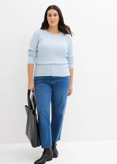 Jeans straight cropped con cotone biologico, vita media, bonprix