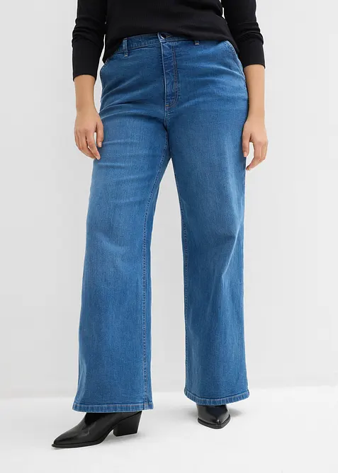 Jeans wide leg con cotone biologico, vita alta, bonprix
