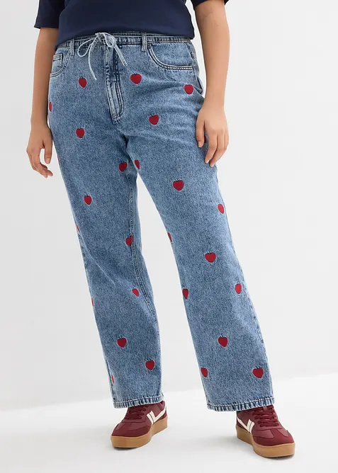 Jeans straight loose fit, vita alta, bonprix