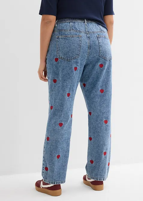 Jeans straight loose fit, vita alta, bonprix