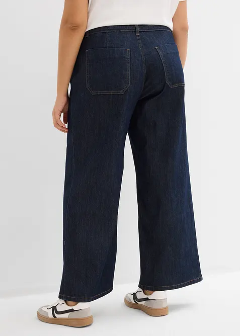 Jeans cropped wide leg, vita alta, bonprix
