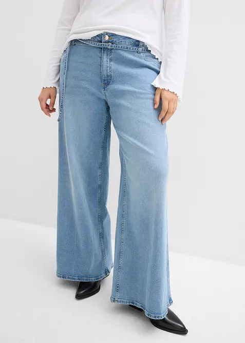 Jeans wide leg, vita media, bonprix