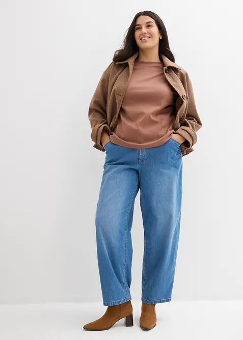 Jeans barrel, vita alta, bonprix