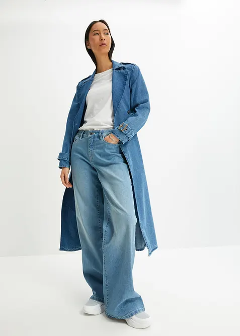 Jeans wide leg elasticizzati, vita media, bonprix