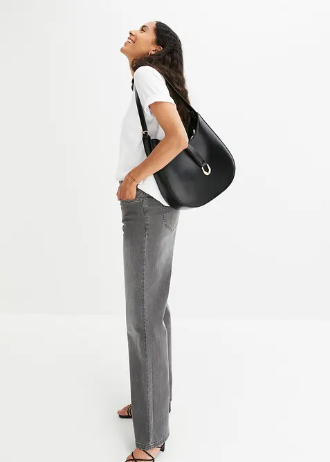 Jeans wide leg elasticizzati, vita media, bonprix