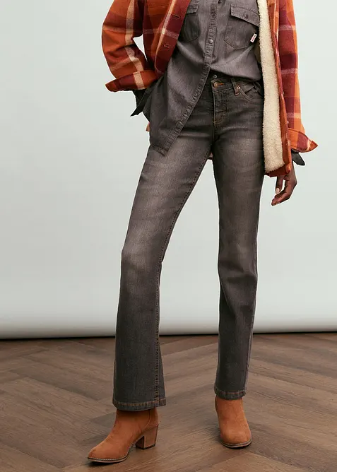 Jeans elasticizzati bootcut, vita media, bonprix