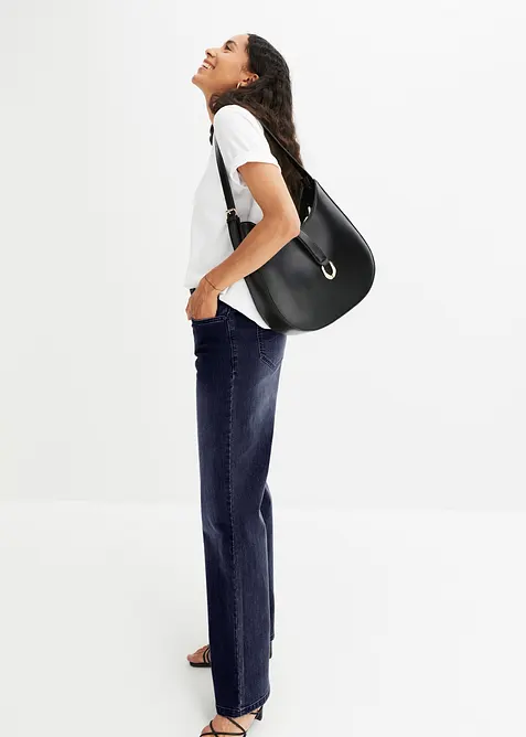 Jeans wide leg elasticizzati, vita media, bonprix