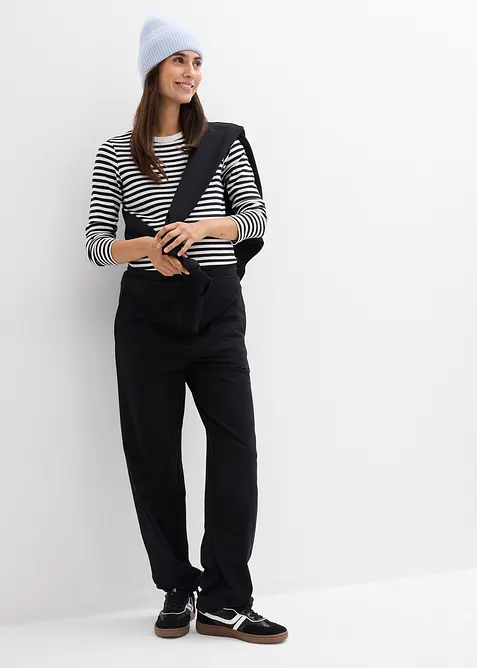 Pantaloni pr&eacute;maman in felpa con fondo regolabile in puro cotone biologico, bonprix