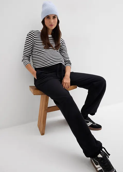 Pantaloni pr&eacute;maman in felpa con fondo regolabile in puro cotone biologico, bonprix