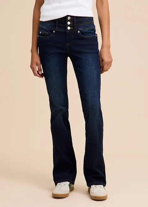 Jeans bootcut modellanti, vita alta, bonprix