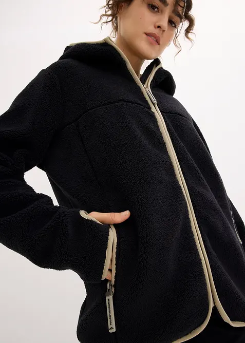 Giacca in pile teddy con cappuccio, bonprix