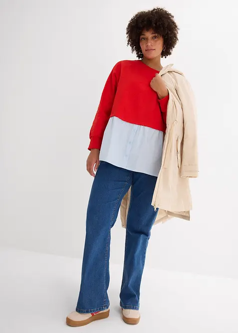 Jeans bootcut elasticizzati, vita media, bonprix