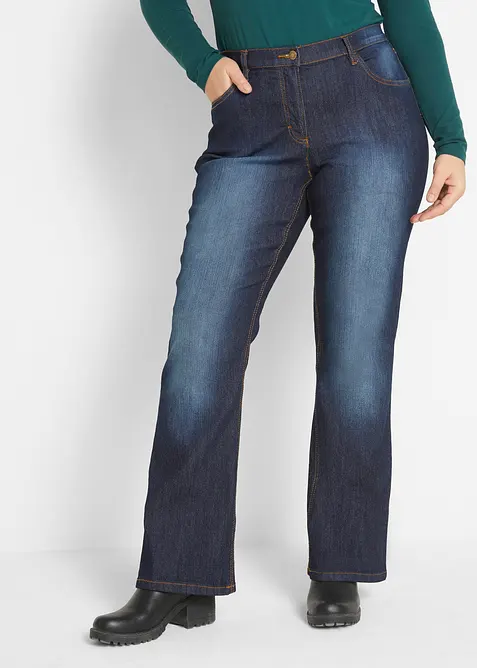 Jeans bootcut elasticizzati, vita media, bonprix