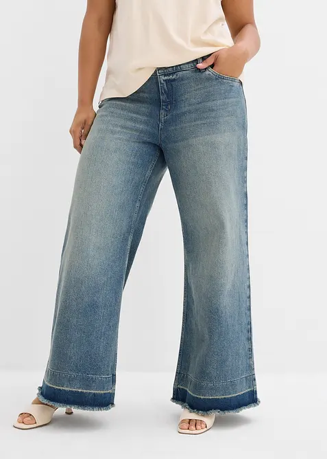 Jeans wide leg, vita media, bonprix