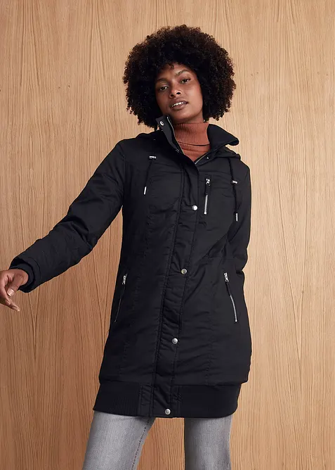 Giacca lunga imbottita con cappuccio, bonprix