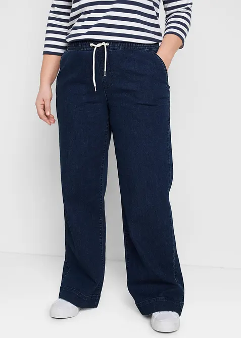 Jeans elasticizzati wide leg, vita media, bonprix
