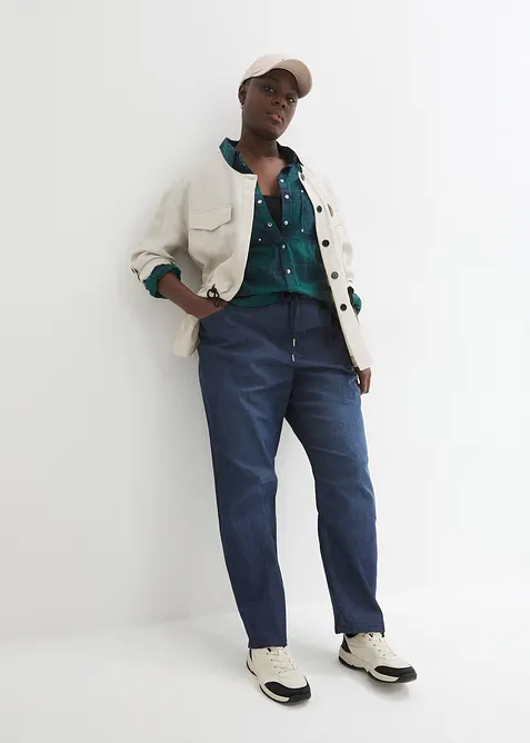 Jeans con elastico in vita straight, vita alta (pacco da 2), bonprix