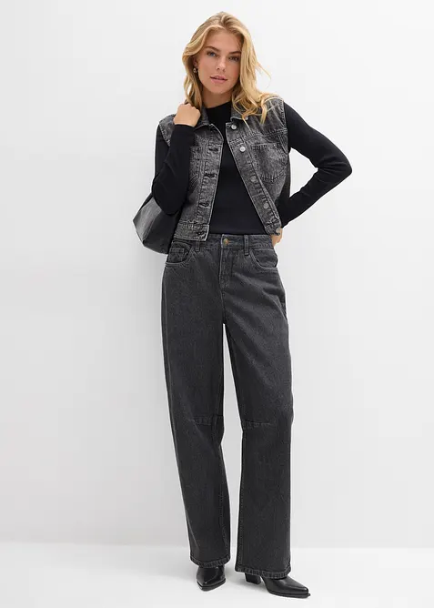 Jeans barrel, vita media, bonprix