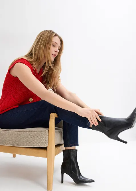 Mom jeans cropped, a vita alta, bonprix