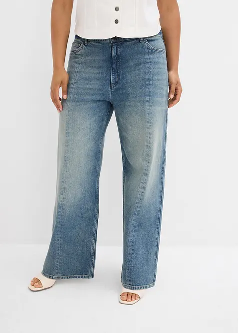 Jeans dal taglio dritto e morbido leggermente elasticizzati, vita alta, bonprix