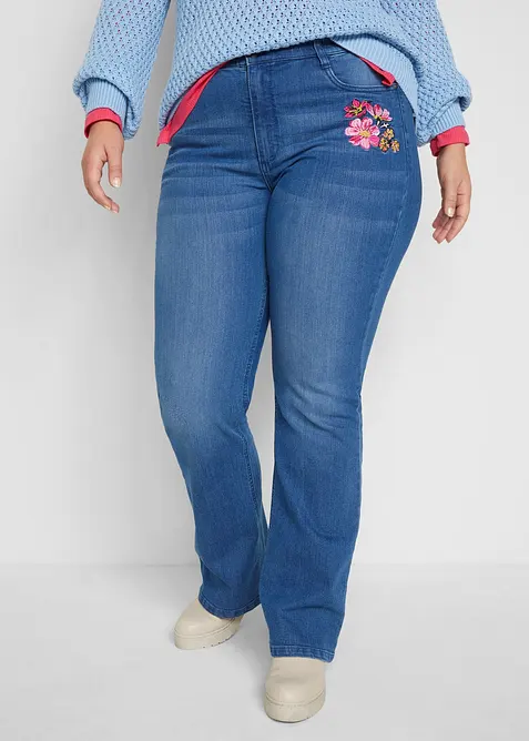 Jeans bootcut con cinta comoda, vita alta, bonprix