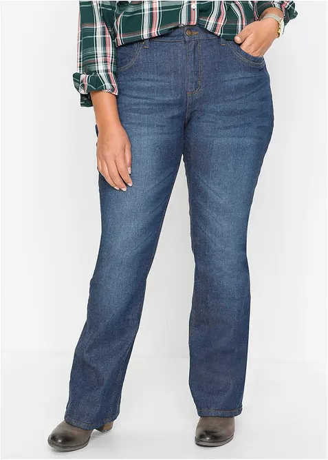 Jeans bootcut termici, vita alta, bonprix