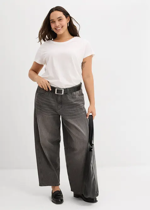 Jeans a palloncino, vita media, bonprix