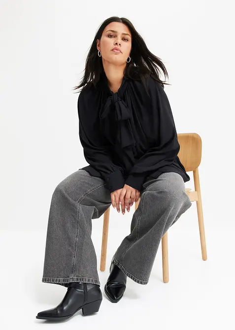 Jeans wide leg, vita media, bonprix