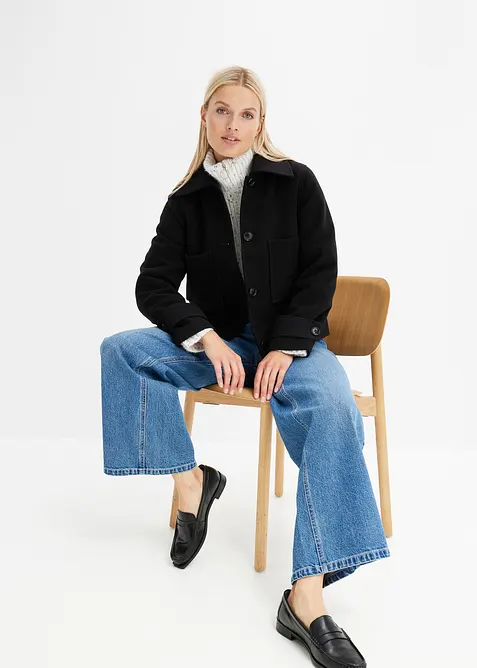 Jeans wide leg, vita media, bonprix