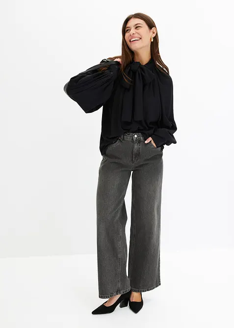 Jeans wide leg, vita media, bonprix