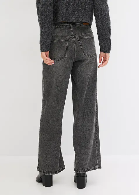 Jeans wide leg, vita media, bonprix