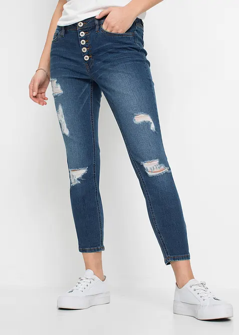 Jeans cropped strappati skinny, bonprix