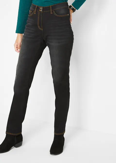 Jeans termici a gamba dritta con girovita comodo, vita media, bonprix