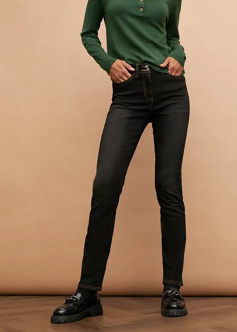 Jeans termici a gamba dritta con girovita comodo, vita media, bonprix