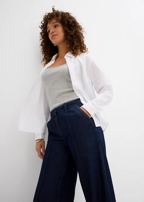 Jeans wide leg super soft, vita alta, bonprix