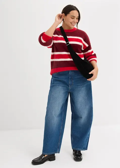 Jeans cropped a palloncino, vita alta, bonprix